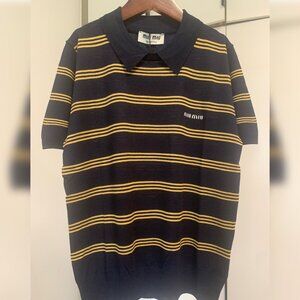 miu miu Cashmere silk striped polo shirt-small